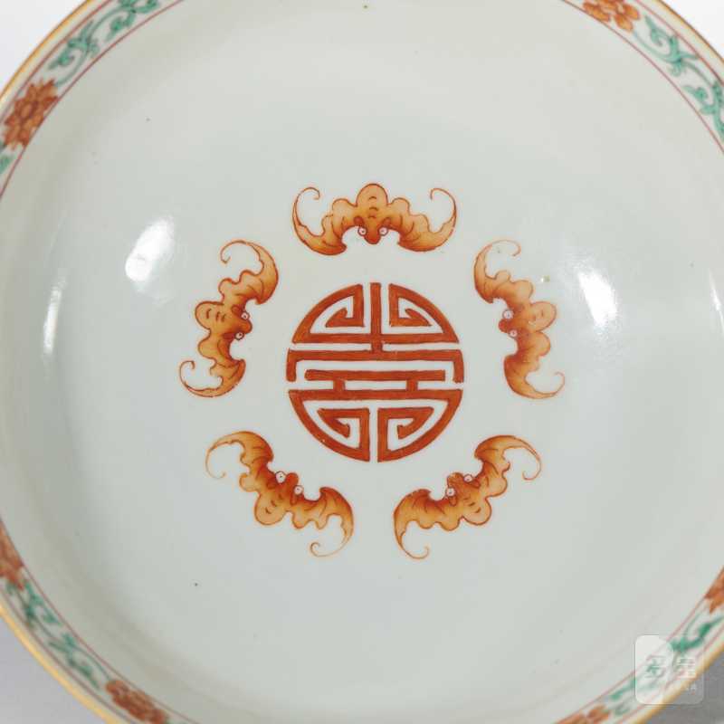 清嘉庆 粉彩喜字纹碗 - 图5